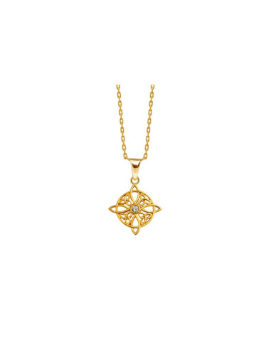 PENDENTIF NŒUD DE SORCIÈRE PLAQUÉ OR 18K ET OXYDE ZIRCONIUM - CHAINE EN ACIER